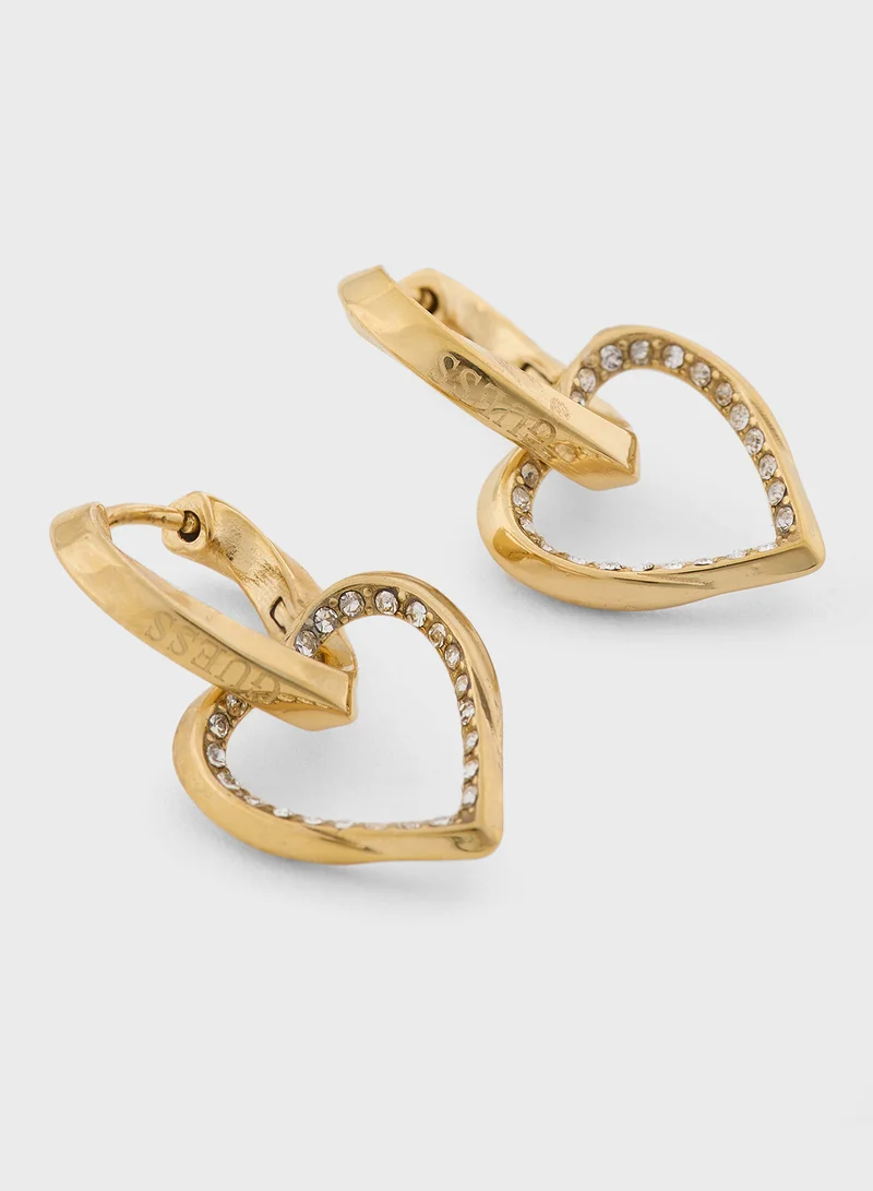 GUESS Hearts Detail Drop Earrings
