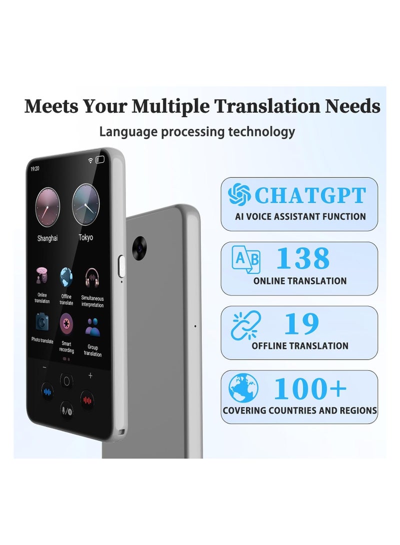 SYOSI جهاز مترجم اللغات، جهاز ترجمة فورية لـ 138 لغة/ChatGTP/غير متصل/تسجيل/مترجم صور، شاشة تعمل باللمس 3.97"، مترجم محمول للسفر التجاري والتعلم - Image 4