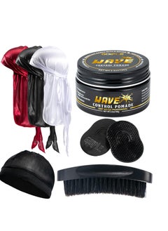 Goiple "Goiple Hair Care Kit for Men's 360 Wave - Pomades for Strong Hold, Easy Wash, Moisture Control, Silky Shine & Training, Curved Brush, Durag Cap Set, Du-rag, "  - Image 1