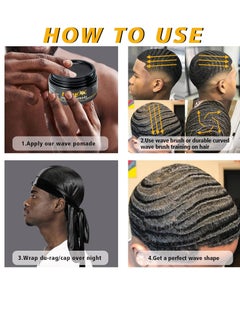 Goiple "Goiple Hair Care Kit for Men's 360 Wave - Pomades for Strong Hold, Easy Wash, Moisture Control, Silky Shine & Training, Curved Brush, Durag Cap Set, Du-rag, "  - Image 4
