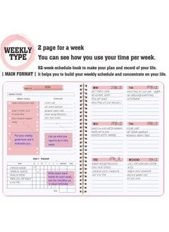 Generic Undated Weekly Planner, Weekly Goals A5 Notebook, Habit Tracker Journal, To Do List Planner Goal Planner, (Pink)  - Image 3
