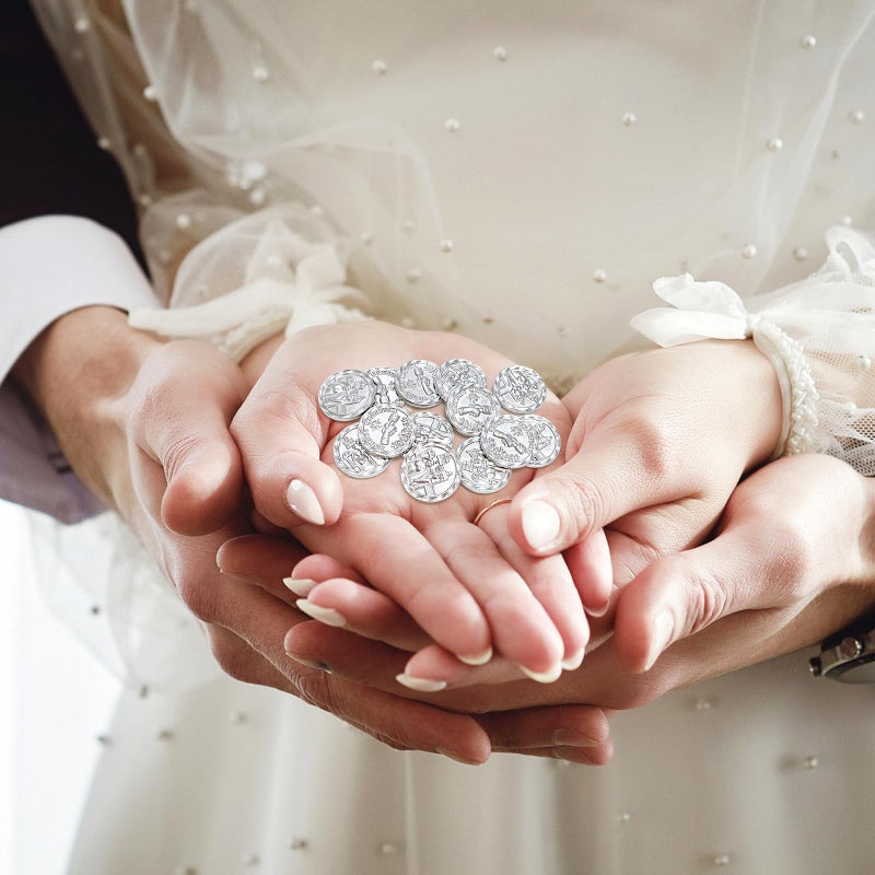ESNOY Wedding Arras Coins Set, Arras De Boda Catolica, Arras Para Boda Catolica Silver Heart Shaped Box with Decorative Rhinestone Crystals,Arras De Boda Cristiana,Regalos de Boda,Arras de Matrimonio - Image 5