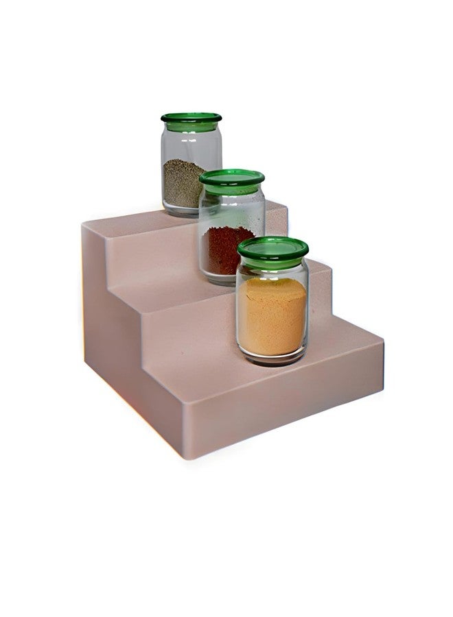 Vhpl Glossy Finished Home And Office Plastic Organizer Stand (Cream) (Durable, Mutlipurpose, Convient, 3 Step Storage) - Cosmetics, Beige - Image 1