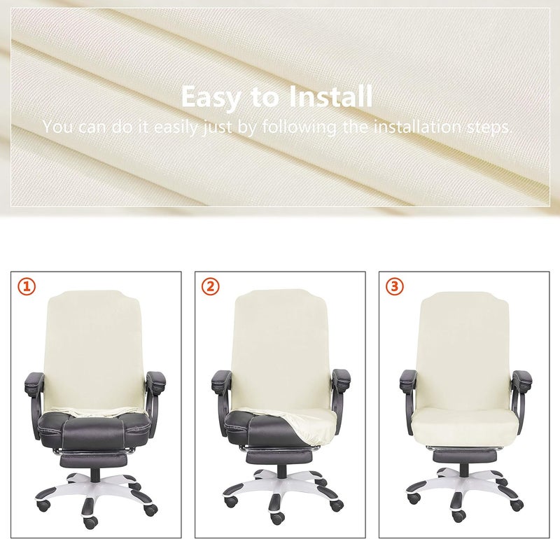 SARAFLORA Office Chair Cover - Large, Ivory - Removable Computer Chair Cover with Zipper for Universal Rotating High Back Chair Seat Washable Protector for Pets - Image 5