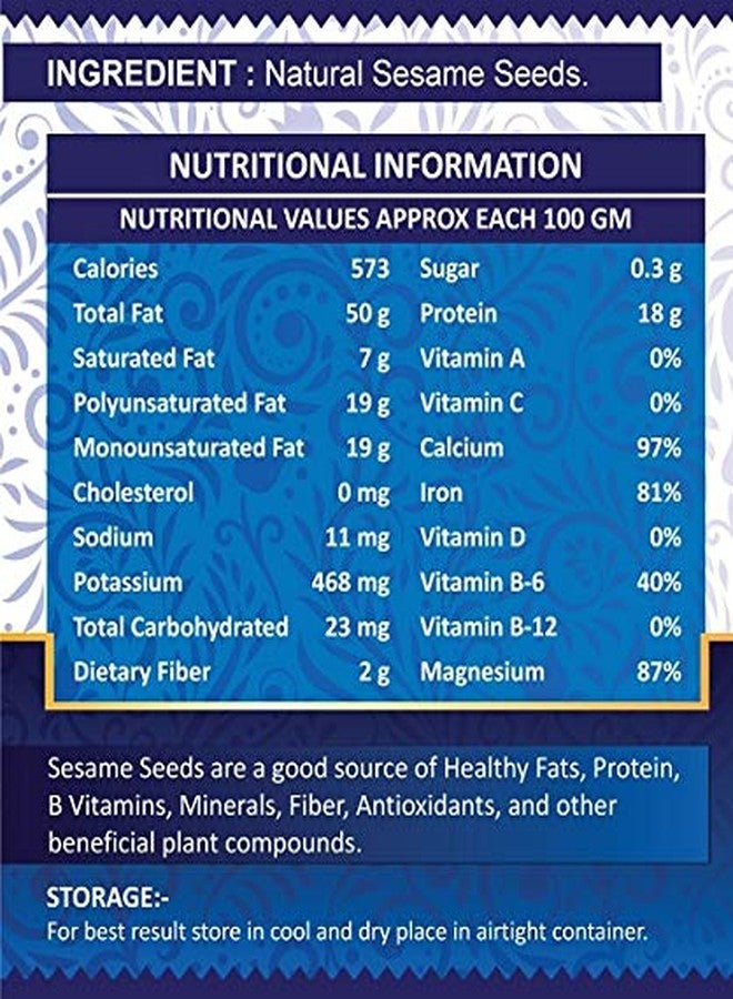 Midiron Sesame Seed, Organic Sesame Seed/White Till Rich in Fiber (200 gm) - Image 3