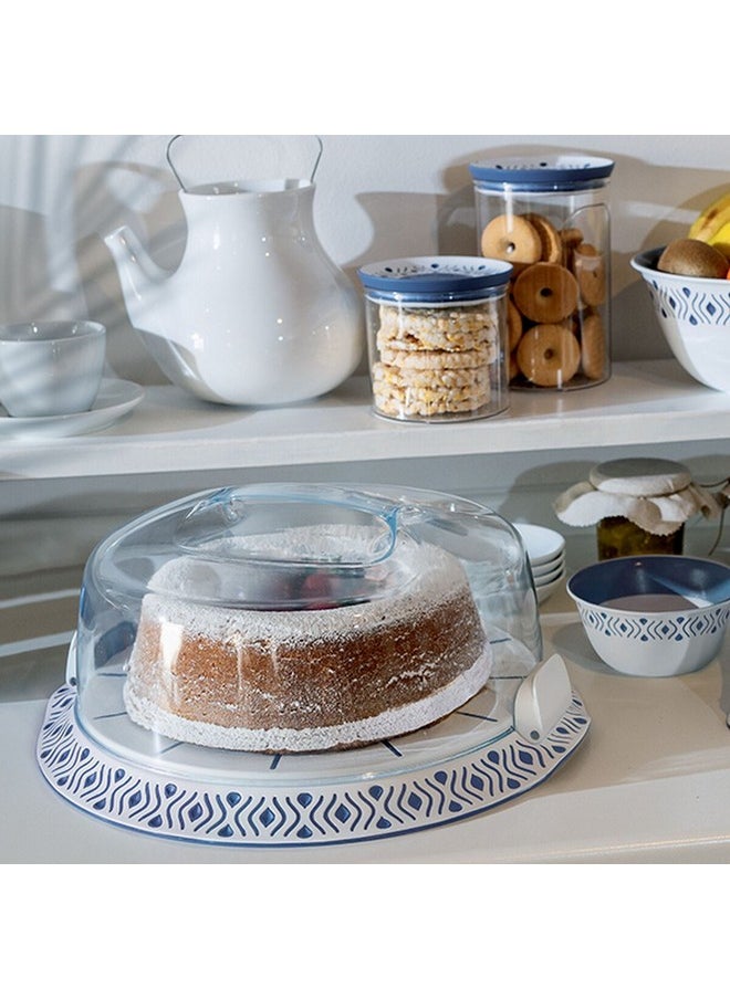 Stefanplast - Tosca Elegant BPA-Free Plastic Cake Carrier White and Blue 16 x 36 x 37 cm 55851 - Image 1