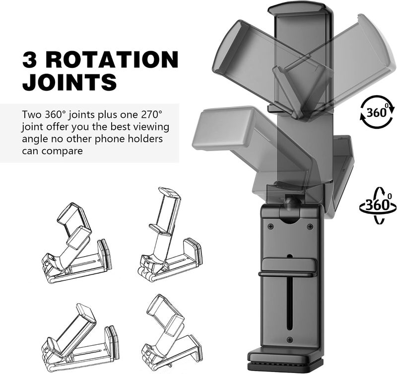 Perilogics Universal in Flight Airplane Phone Holder Mount. Hands Free Viewing with Multi-Directional Dual 360 Degree Rotation. Pocket Size Must Have Airplane Travel Essential Accessory for Flying - Image 4
