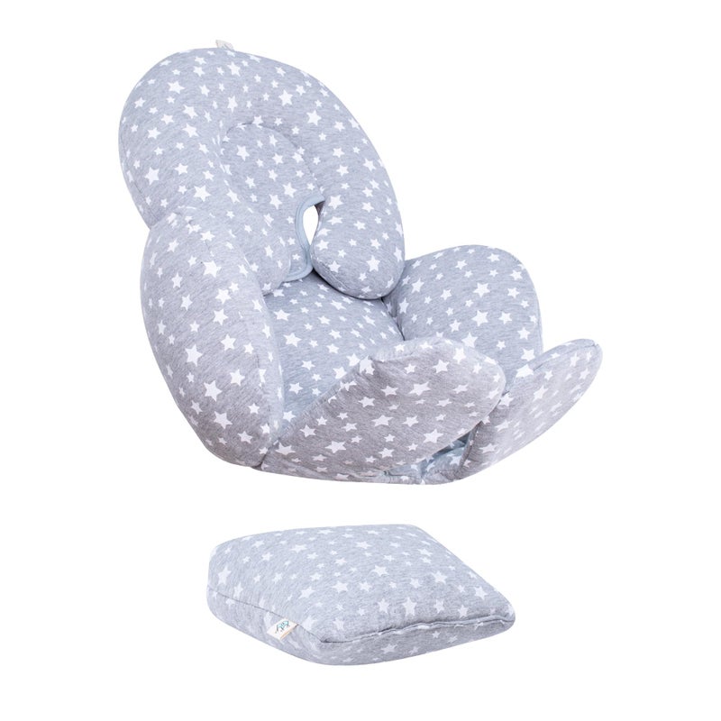 JYOKO JYOKO Kids Reducer Cushion Infant Head  Baby Body Support Antiallergic 100 Cotton Head Body and Back Support White Star 3 Parts 
