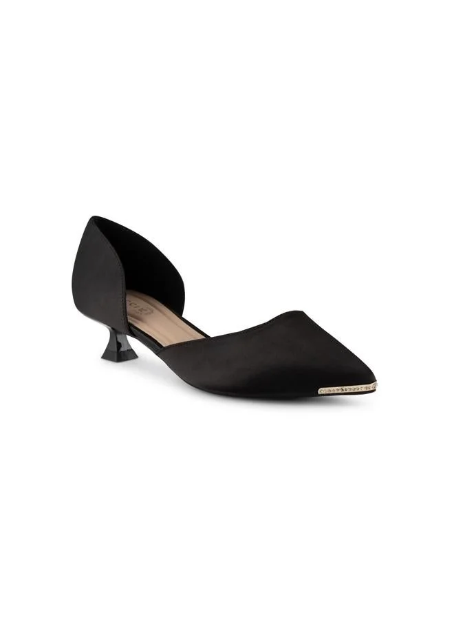 Vincci Black Women Pointed Toe Mid Heel Pumps for Women | Best Price UAE