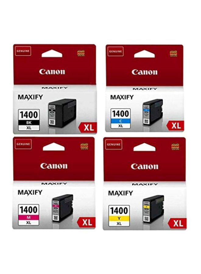 4-Piece PG-1400 Ink Toner Cartridge Black/Yellow/Cyan