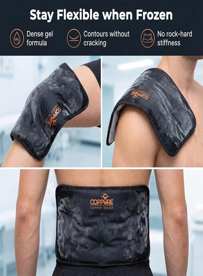 kona Coppure Copper Relief Large Gel Soft Flexible Medical Ice Packs for Injuries - Reusable Ice Pad Cold Pack for Back Pain, Migraine Relief Pad, Postpartum, Headache, Shoulder – 15” x 11” - 2 Pack - Image 4