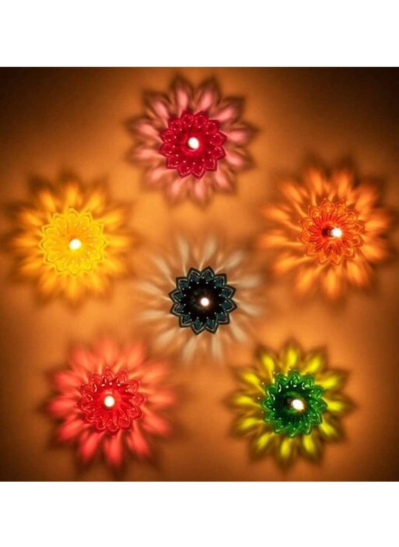 Shrigana Shrigana Plastic Transparent Reusable Reflection Diya with Colorful 3D Reflection and Multi digine Set of 24  - Image 1