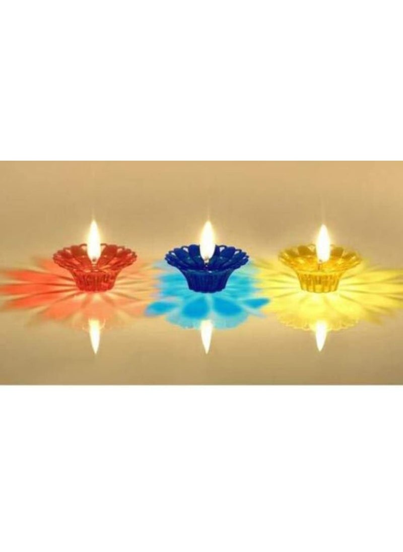 Shrigana Shrigana Plastic Transparent Reusable Reflection Diya with Colorful 3D Reflection and Multi digine Set of 24  - Image 2