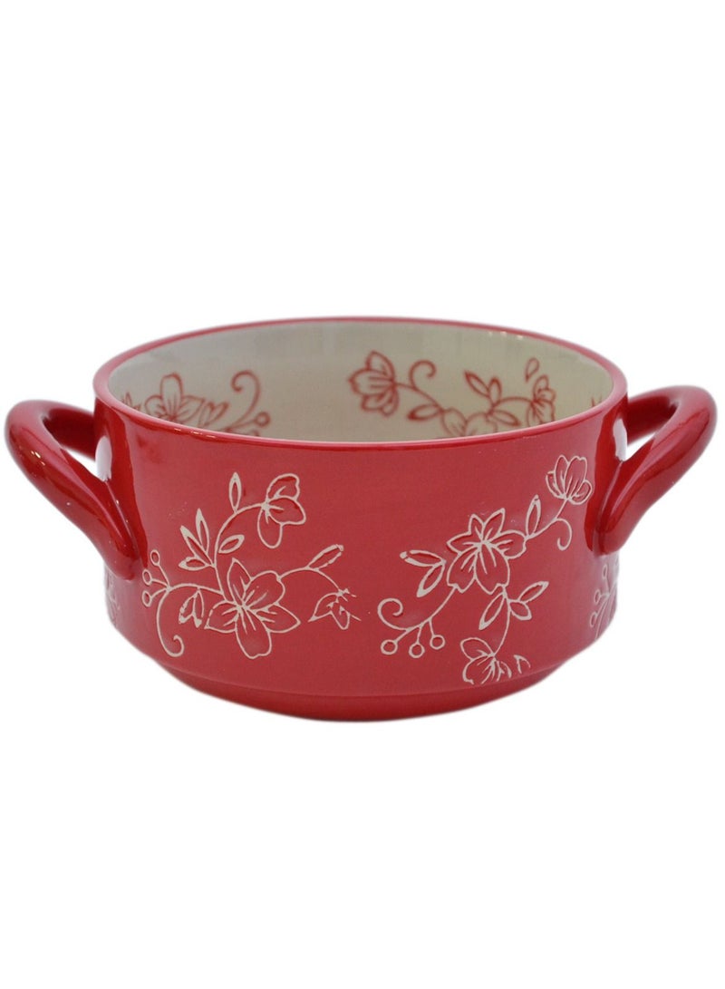 Temp-tations 4-Piece Floral Lace Bakers with Metal Wire Rack, Red - Image 3