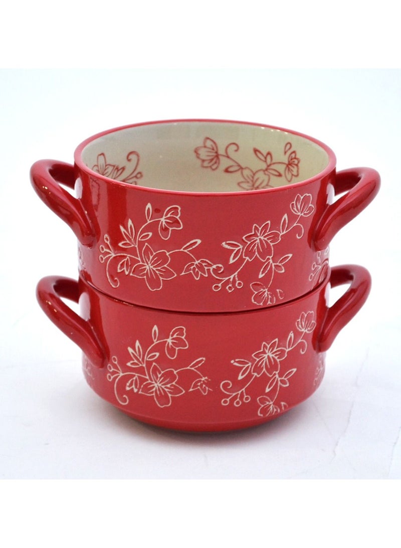 Temp-tations 4-Piece Floral Lace Bakers with Metal Wire Rack, Red - Image 5