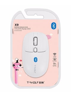 T-WOLF X9 Bluetooth Mouse , 4 Buttons,  Bluetooth V5.2, 1600DPI Optical Sensor, Ergonomic Design, Life 3 Million , Effective distance 10m – Battery included | White  - Image 1
