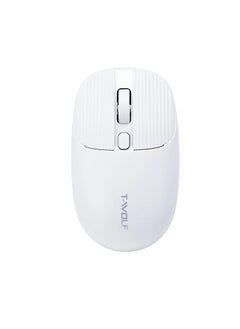 T-WOLF X9 Bluetooth Mouse , 4 Buttons,  Bluetooth V5.2, 1600DPI Optical Sensor, Ergonomic Design, Life 3 Million , Effective distance 10m – Battery included | White  - Image 2