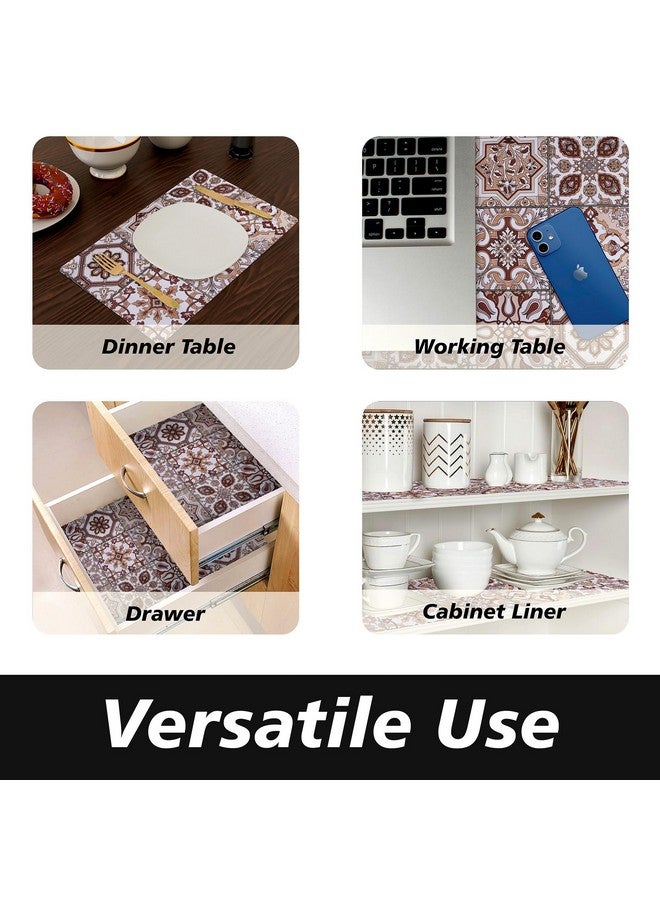 Kuber Industries Shelf Liner | PVC Kitchen Cabinet Shelf Mat | Shelf Mat for Drawer Organizer | Fridge Mat | Table Placemat | Star Design Wardrobe Mat | 5 Meter | Brown - Image 5