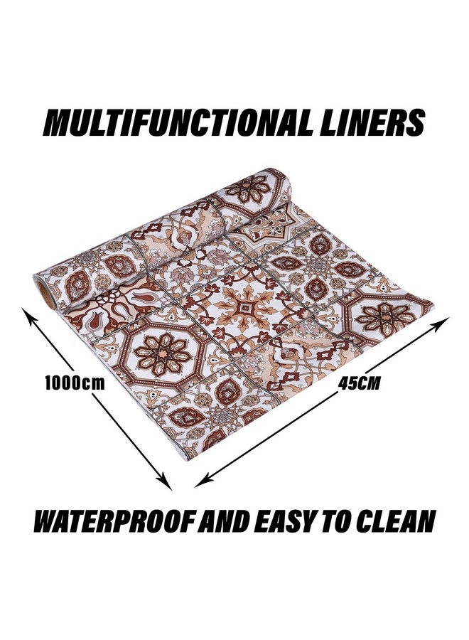 Kuber Industries Shelf Liner | PVC Kitchen Cabinet Shelf Mat | Shelf Mat for Drawer Organizer | Fridge Mat | Table Placemat | Star Design Wardrobe Mat | 5 Meter | Brown - Image 3