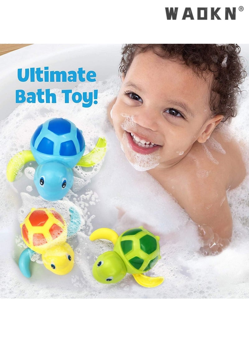 WAOKN - Bath Toys for Toddlers Age1 2 3 4 5 Years Old,Pool Toys for Kids,Baby Funny Wind Up Swimming Turtle Bath Toy,Cute Floating Bathtub Water Toys,Gift for Preschool Child Boys Girls - Image 1