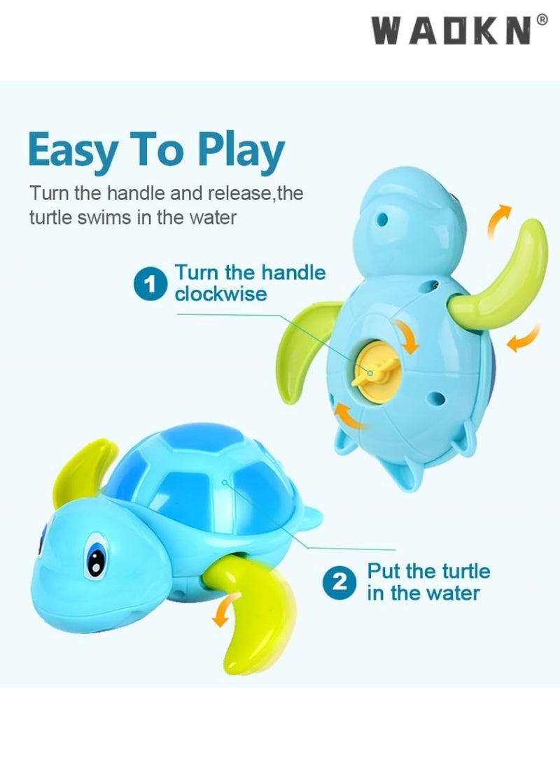 WAOKN - Bath Toys for Toddlers Age1 2 3 4 5 Years Old,Pool Toys for Kids,Baby Funny Wind Up Swimming Turtle Bath Toy,Cute Floating Bathtub Water Toys,Gift for Preschool Child Boys Girls - Image 1