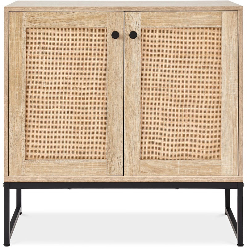 Best Choice Products Best Choice Products 2Door Rattan Storage Cabinet Accent Furniture Multifunctional Cupboard for Living Room Hallway Kitchen Sideboard Buffet Table wNonScratch Foot Pads  Natural 