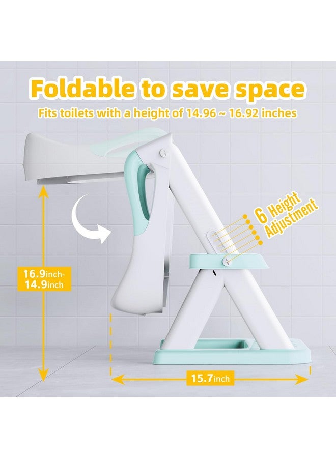 SKYROKU SKYROKU 8868 Potty Training Seat with Step Stool - Adjustable Height, Non-Slip, Splash-Proof, Foldable 2-in-1 Toddler Potty Seat with Armrests and Replaceable Cushion - Fits Most Toilets (Blue)  - Image 2
