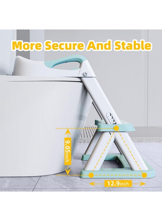 SKYROKU SKYROKU 8868 Potty Training Seat with Step Stool - Adjustable Height, Non-Slip, Splash-Proof, Foldable 2-in-1 Toddler Potty Seat with Armrests and Replaceable Cushion - Fits Most Toilets (Blue)  - Image 1