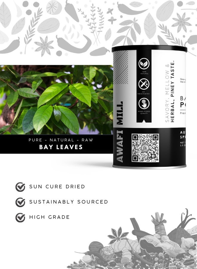 AWAFI MILL Bay Leaf Powder (Tej Patta) | Laurus nobilis | Finely Milled, Aroma-Rich Culinary Herb for Curries, Marinades, Soups and Rice - 100 g | 3.5 Oz - Image 3