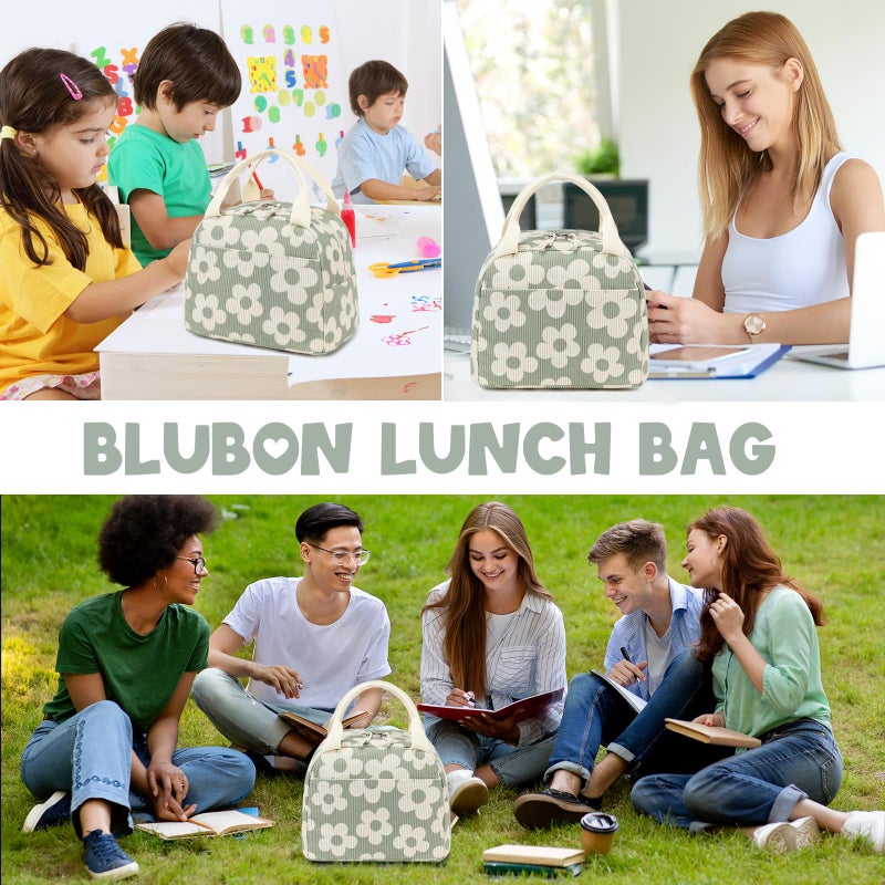 Bluboon Lunch Bag for Women Men Cute Corduroy Lunch Tote Bags Reusable Insulated Lunch Box Large Capacity Reusable Insulated Cooler for Work Picnic or Travel - Image 5