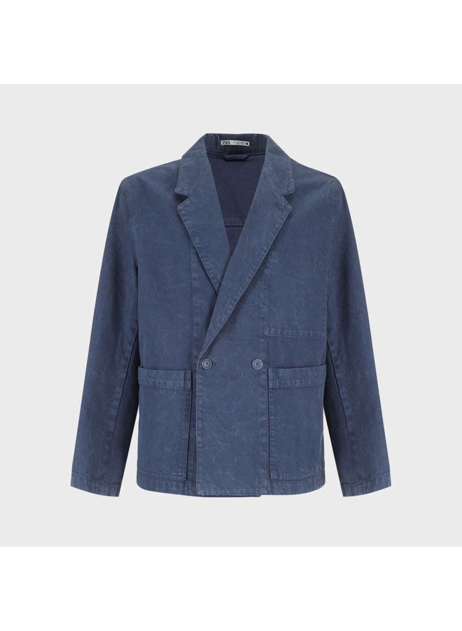 Zara men's Structured Double-breasted Long-sleeve Versatile Blazer For Commuting, Dating & Casual Wear - Image 2