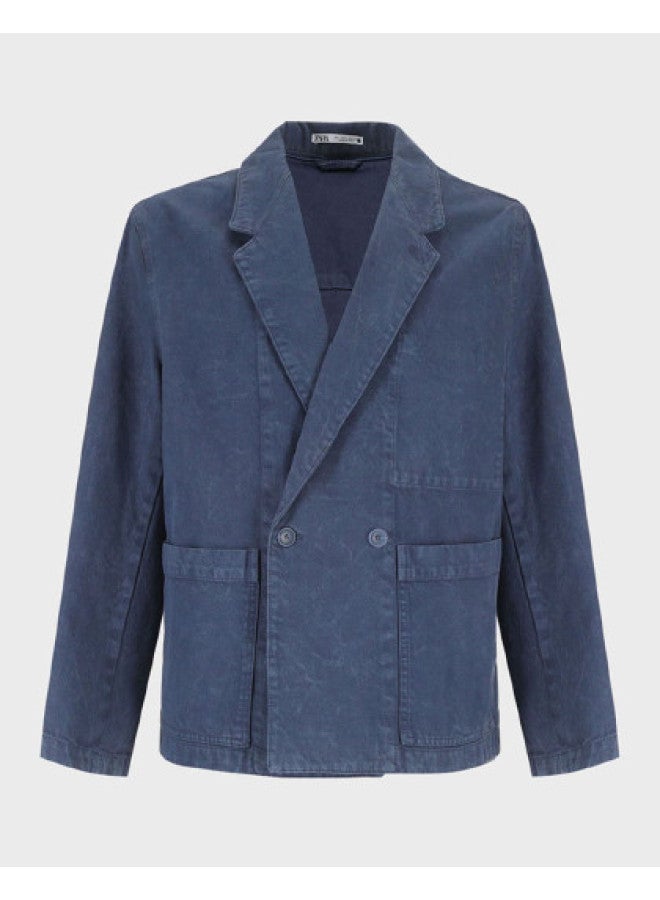Zara men's Structured Double-breasted Long-sleeve Versatile Blazer For Commuting, Dating & Casual Wear - Image 1