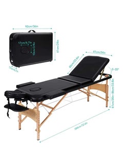 Cool Baby Portable Spa Bed Folding Facial Adjustable Lash Tattoo Table with Headrest Armrest Black  - Image 3