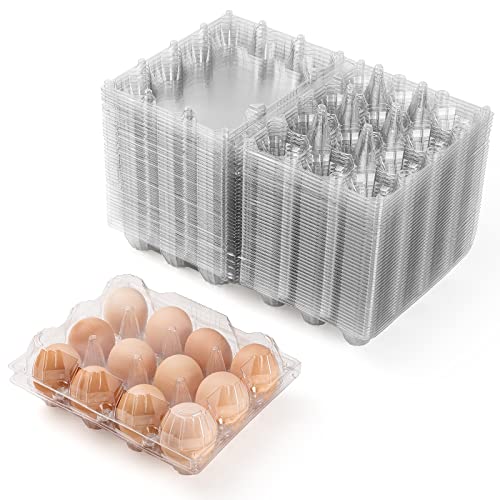AYAYGD 40 Pack Plastic Egg Cartons Cheap Bulk1 Dozen Clear Empty Egg Cartons for Chicken Eggs 3x4 GridsReusable Egg Carton for Family Chicken Farm Markets Display