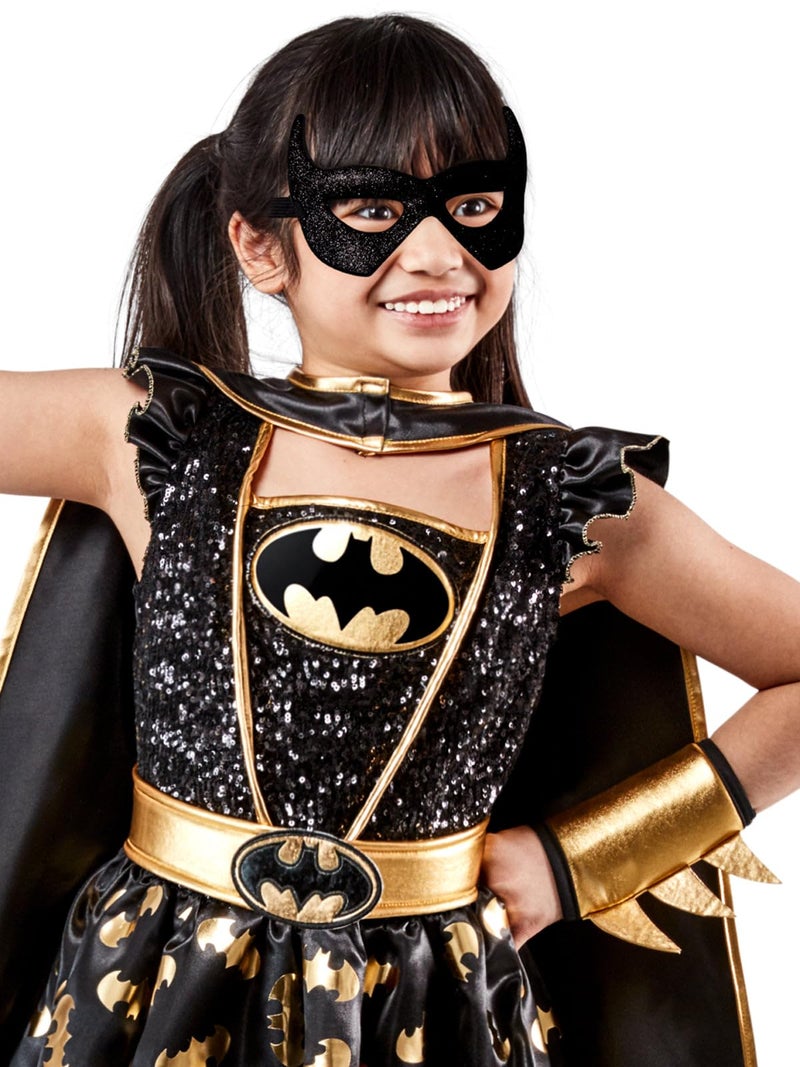 Rubies Girl's DC Comics Deluxe Batgirl Costume Dress with Gauntlets  Cape  and Eye Mask  Small - Image 3