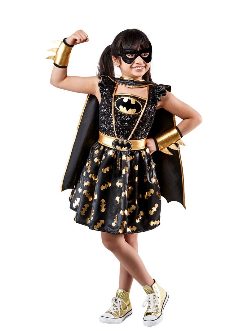 Rubies Girl's DC Comics Deluxe Batgirl Costume Dress with Gauntlets  Cape  and Eye Mask  Small - Image 1