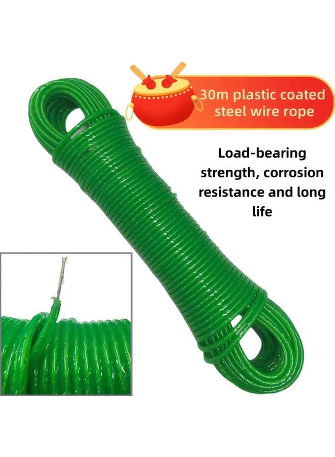 Green Plastic Coated Outdoor Clothesline 30M Long 4Mm Thick Durable Weather Resistant - Image 3