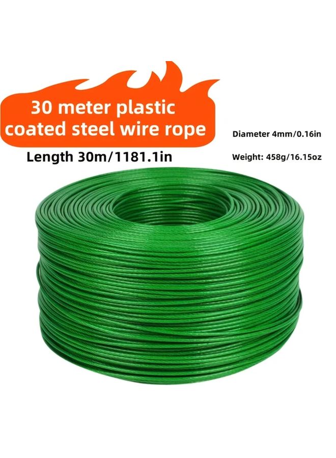 Green Plastic Coated Outdoor Clothesline 30M Long 4Mm Thick Durable Weather Resistant - Image 2