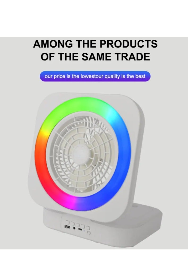Portable Wireless Speaker with Fan Colorful Lights Unique Design Stereo Speakers FM Radio  - Image 4