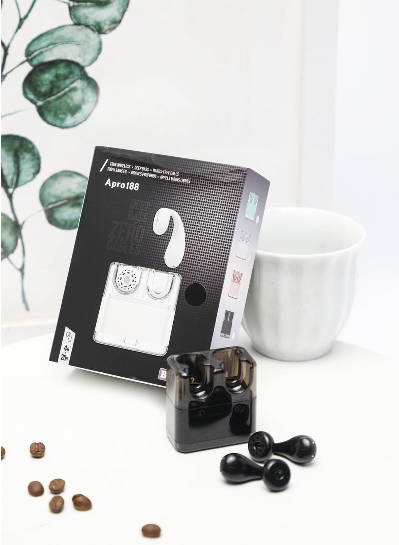Transparent Creative Noise Cancelling Bluetooth Headphones Small and Portable Sports Music Headphones with Charging Case Black for iPhone, Android  - Image 2