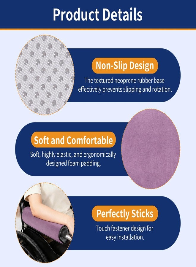 KUAZIDAR Wheelchair Armrest Covers (Pair)-Memory Foam Wheelchair armrest Pads Wicking Washable Non Slip Arm Rest Cover Cushion Pad for wheelchairs Office Chairs armchairs (Purple) - Image 4