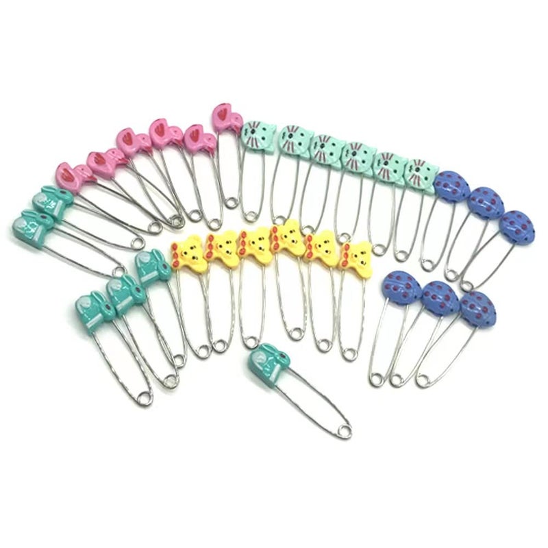GTONEE Cute Animal Fruit Baby Safety Pins Secure Clips for Fastening Baby Clothes Diaper Napkins Stainless Steel 5CM 30PCS (Animal) - Image 5