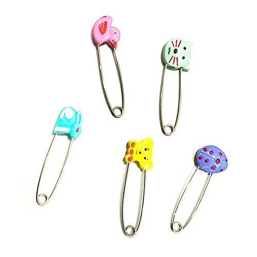 GTONEE Cute Animal Fruit Baby Safety Pins Secure Clips for Fastening Baby Clothes Diaper Napkins Stainless Steel 5CM 30PCS (Animal) - Image 3
