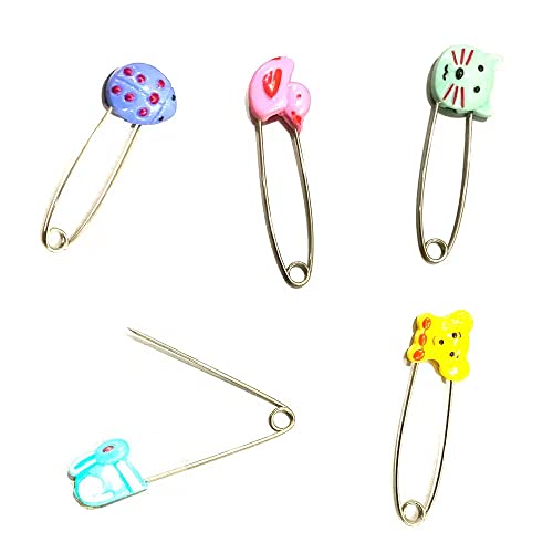 GTONEE Cute Animal Fruit Baby Safety Pins Secure Clips for Fastening Baby Clothes Diaper Napkins Stainless Steel 5CM 30PCS (Animal) - Image 4