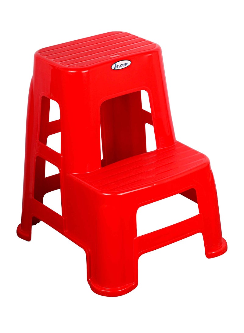 Esqube Plastic Ladder Step Stool Red - Image 1