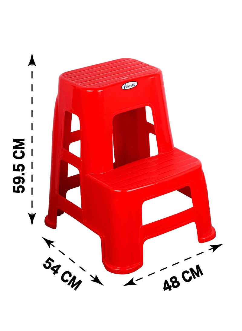 Esqube Plastic Ladder Step Stool Red - Image 4