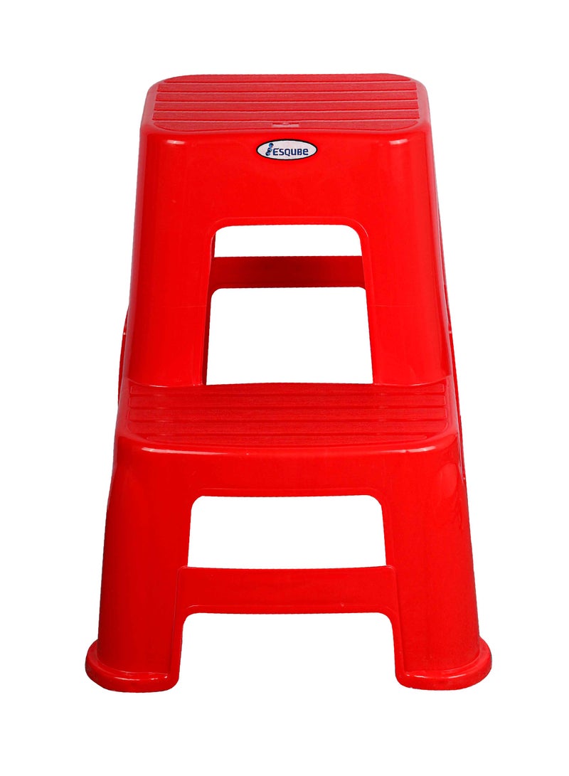 Esqube Plastic Ladder Step Stool Red - Image 3