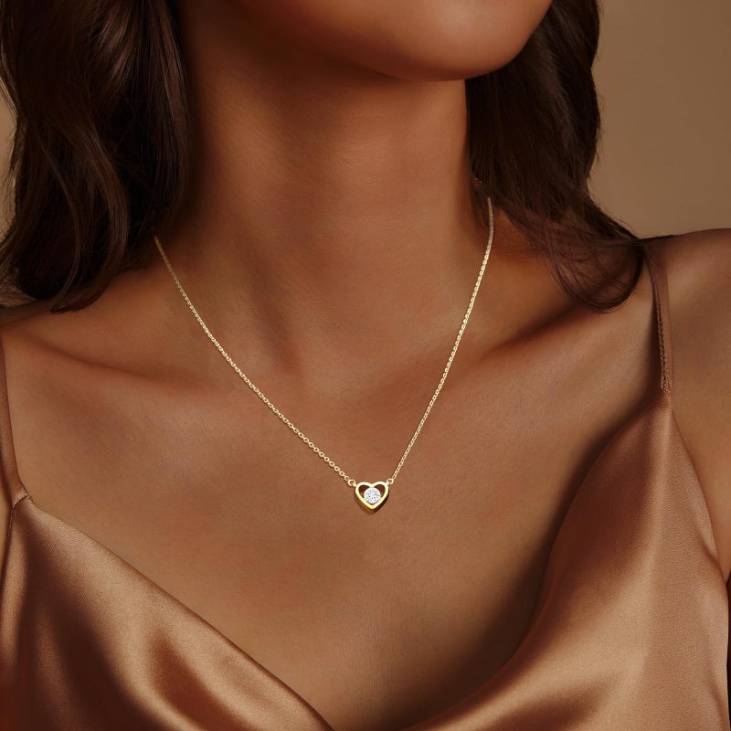 Zeffy Gold CZ Heart Necklace Tiny Cute Diamond Heart Choker Simple Dainty Gold Jewelry for Women Trendy Gifts - Image 4