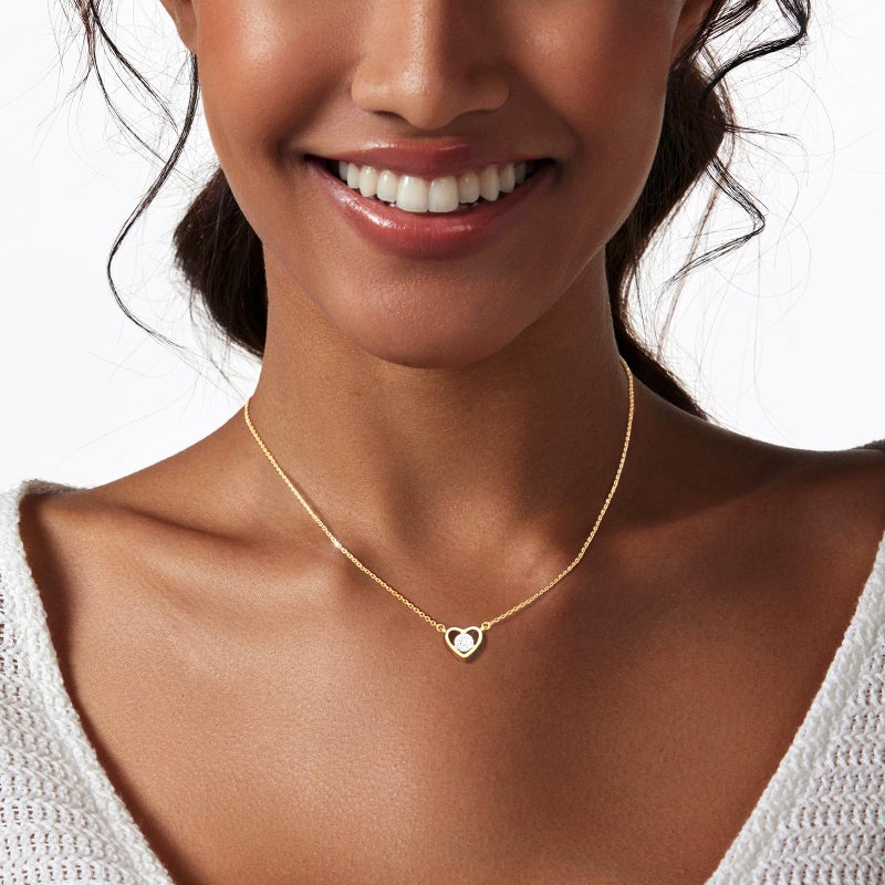 Zeffy Gold CZ Heart Necklace Tiny Cute Diamond Heart Choker Simple Dainty Gold Jewelry for Women Trendy Gifts - Image 5
