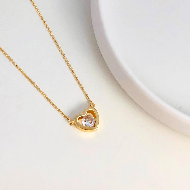 Zeffy Gold CZ Heart Necklace Tiny Cute Diamond Heart Choker Simple Dainty Gold Jewelry for Women Trendy Gifts - Image 2